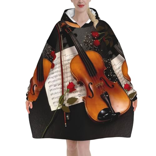 Couverture à capuche violon plaid à manches et poche géante