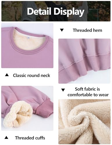 Image of Gihuo Women's Fleece Sherpa Lined Crewneck Pullover Sweatshirt