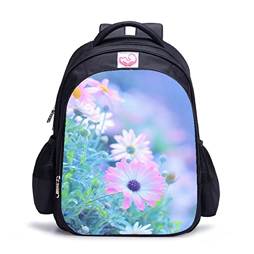 Sac d'école unisexe fleur : sac à dos imprimé 3D de 16 pouces pour adolescents