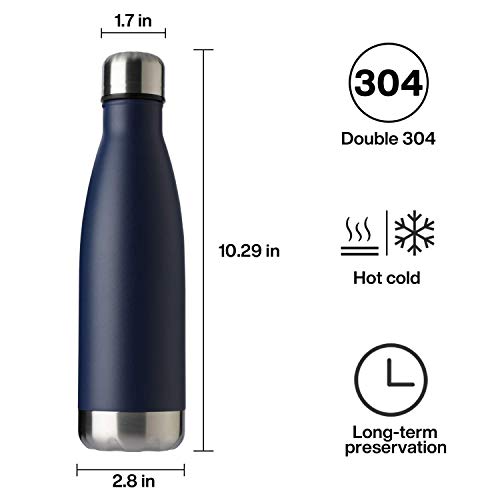 MEWAY 17oz Sport Water Bottle 12 Pack Vacuum Insulated Stainless Steel Leak-Proof Double Wall Cola Shape Water Bottle,Keep Drinks Hot & Cold (Navy,12 Pack)