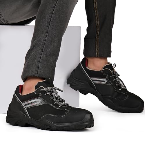 Image of PERF Typhoon Low Ankle Safety Shoes - Water-Repellent Diamond Leather Work Boots, Breathable Lining, Lightweight for Outdoor Performance
