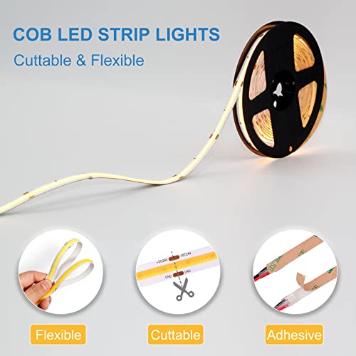 Tira de LED COB LLTOP Blanco Natural 5 m con Fuente de 60W miniatura 5