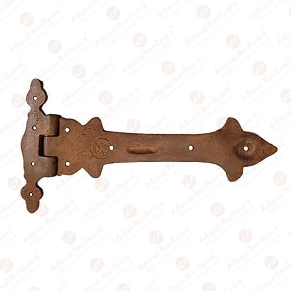 Image of Adonai Hardware Adonijah Antique Cast Iron Strap T Hinge (7.9 inch x 4 Pack, Rust Living Finish) for Barn Doors, Gates, Kitchen Cabinets, Sheds, Wooden Box, Furniture, Cedar Chest and Trunks