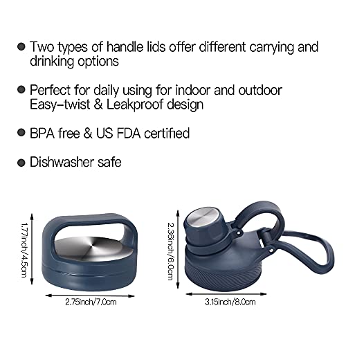Ideus Insulated Stainless Steel Water Bottle With 2 Leak-Proof Lids, Thermal Water Flask For Hiking Biking, 40Oz, Navy Blue #TOP2