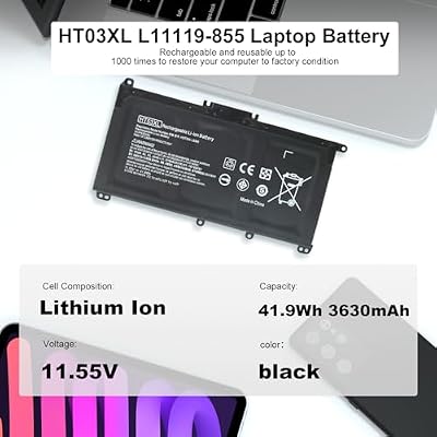 L11119-855 HT03XL Laptop Battery Compatible for HP Pavilion 14-CE 14-CF 14-DF 15-CS 15-DA 15-DB 15-DW 17-by 17-CA Series 14M-DH0003DX 14M-DH1003DX 15T-DA000 15T-CS200 15-CW1 15T-CS300