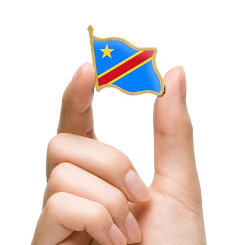 Image of 12 /24 /50 /100Pcs Official Congo Flag Pins Bulk - Metal DR Congo Kinshasa DRC National Lapel Pin