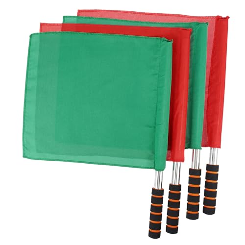 Toddmomy Competition Referee Flags 4pcs Red Green Hand Flags Sports Race for Football Volleyball Rugby