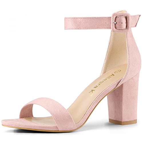 Image of Allegra K Women's Open Toe Chunky High Heel Buckle Ankle Strap Sandals
