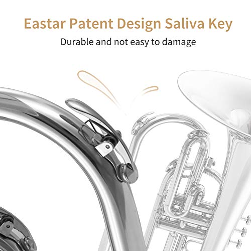Eastar Mellophone Student Standard Marching Mellophone Key of F Nickel Plated with Hard Case Mouthpiece Gloves Oil Tuner Cleaning Kit, EMLP-380