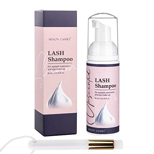Lash Shampoo/Lash Cleanser Extensions Shampoo+Brush /60ML /Eyelash Foam Cleaner/Safe and Mild Without Irritation/Remove Makeup Residue & Mascara/Perfect For Salon Use And Home Care