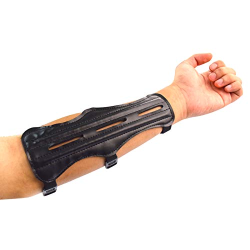 SHENG-RUI Archery Arm Guards Protective Gears Safer with 3 Elastic Adjustable Straps PU/Nylon Black/Camo