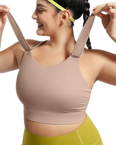 Image of Plus Size Sports Bras Medium-High Support Adjustable Racerback High Neck Wireless Everyday Workout Running Bra for Women