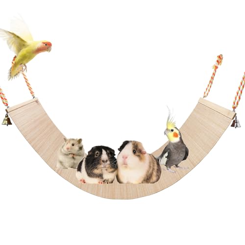 Image of Oooct Natural Bamboo Parrot Swing Toy, Bird Perch Stand Mat, Hammock, Cage Accessories, Small Animals Climbing Toys for Parakeets Cockatiels Hamsters Rats - 35 12 Inch