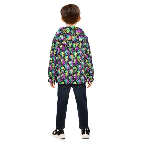 Skull Boys Fleece Coat,Children's Zip-Up Hoodie Jacket,Baby Warm Fashion Outerwear 3-10T,A1133304