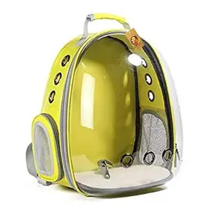 Foodie Puppies Astronaut Space Transparent Capsule Breathable Airline-Approved, Ventilate Transparent Carrier Backpack for Travel, Hiking and Outdoor for Puppies & Cats (Yellow)
