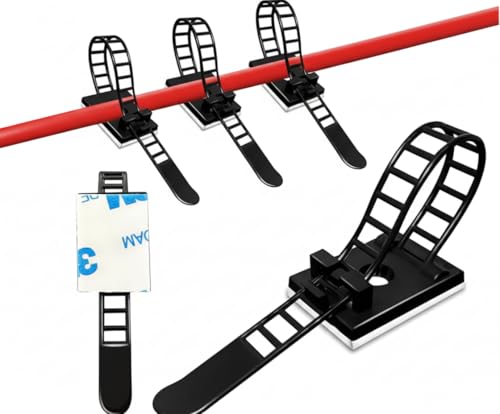 ERYDIUM Juego de 30 soportes de cables autoadhesivos reutilizables | Organizador de cables reutilizable con pegamento 3M | Ideal para clasificar y recoger cables en el hogar y la oficina