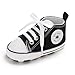 xioqen Unisex Baby Boys Girls Shoes, Newborn Infant Non-Slip Canvas Denim High Top Sneakers, Toddler First Walkers Shoes(01/Black, 0-6 Months