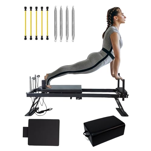 BKDWSK Pilates Reformer Maschine, Faltbare Pilates Reformer mit S...