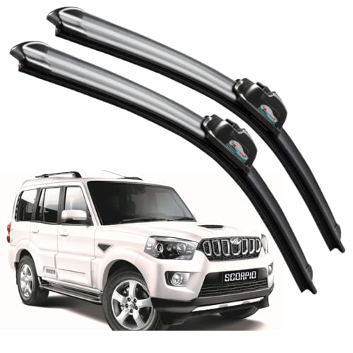 Image of Frameless Rubber Car Wiper Blades Set of 2 Compatible with (Scorpio Old (2012-2017) (D-20,P-20))