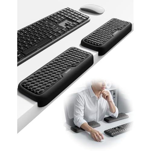 VAYDEER L-förmige Armauflage für Schreibtischkante, 2er Set Ergonomische Ellbogen- & Handgelenkauflage aus Memory-Schaum, Rutschfeste Unterarmstütze für Büro, Homeoffice & Gaming – Blau