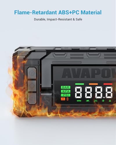 Image of AVAPOW 10000A Jump Starter with Air Compressor, 12V Portable Jump Box | Starts All Gas & All Diesel, Built-in 150PSI Air Compressor, 30W PD Fast Charging, 4 inch HD Display, EVA Case