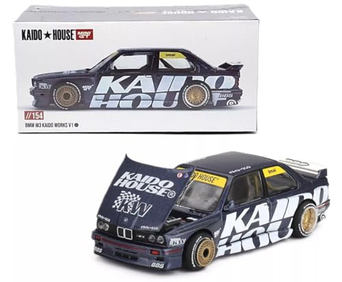 Diecast Model Car Compatible with Kaido House x Mini GT 1:64 BMW M3 (E30) Kaido Works V1 Dark Blue Limited Edition KHMG154