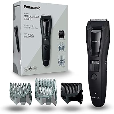 Panasonic ER-GB61-K503 - Recortadora Para Hombre Cuerpo, Barba Y Cabeza (3 En 1, Recargable, Acero Inoxidable, Batería Larga Duración, 39 Ajustes, 3 Accesorios Incluidos) negro/plata