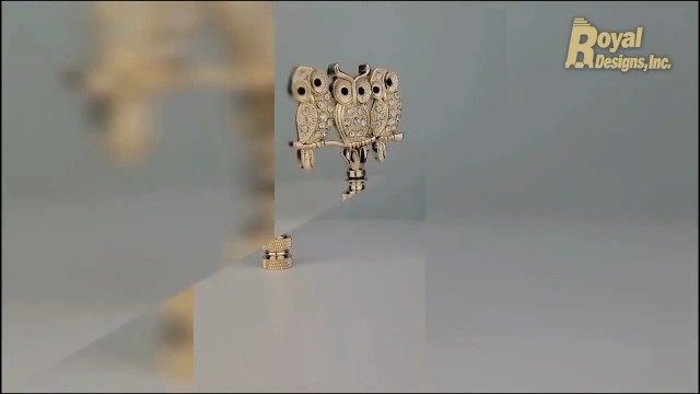Image of Royal Designs, Inc. 3D Two-Sided Rhinestone Owl Trio Lamp Finial, F-5104AB-2, Antique Brass, Pack of 2