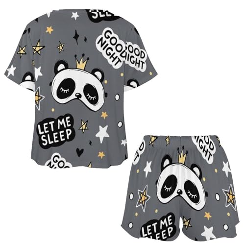 Pyjama panda pour femme en tissu d'été respirant avec haut manches courtes premium - 5