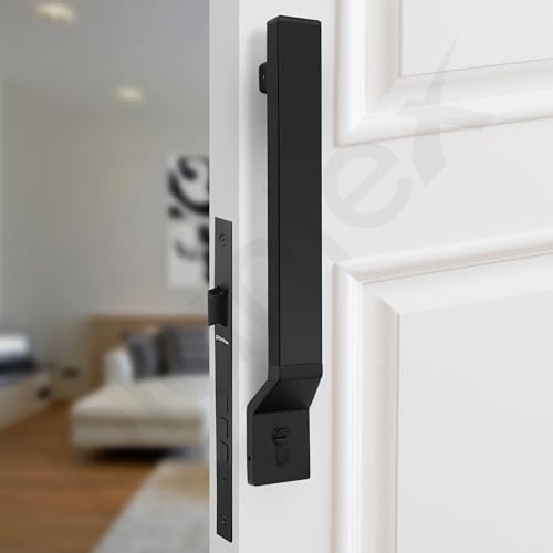 Image of Plantex Door Lock with Handle /15 Inch Door Handle with Lock /Stainless Steel Handle Set for Home /Office /Door Accessories (Pack of 1, Black)