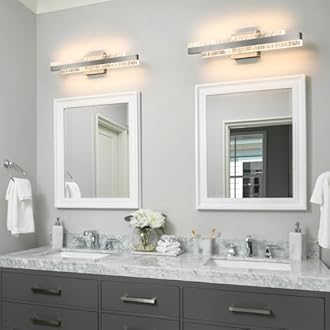 Modern Bathroom Vanity Light: Brushed Nickel 24 inch 28W Dimmable LED Bath Bar Light Fixtures Over Mirror - Wall Sconce Picture Lights for Living Room Bedroom 3000k