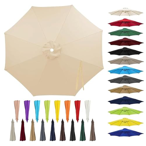 EYKWKB Replacement Parasol Canopy Garden Parasol Covers 6 Arms/8 Arms Replacement Umbrella Top Fabric cover Sun Parasol Umbrella Canopy Replacement Outdoor Patio Umbrella Canopy Beige