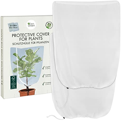 OwnGrown Protección de plantas de invierno: 2 protectores de invierno para plantas – Funda protectora transpirable y translúcida para plantas en invierno – Protección invernal para plantas de macetero