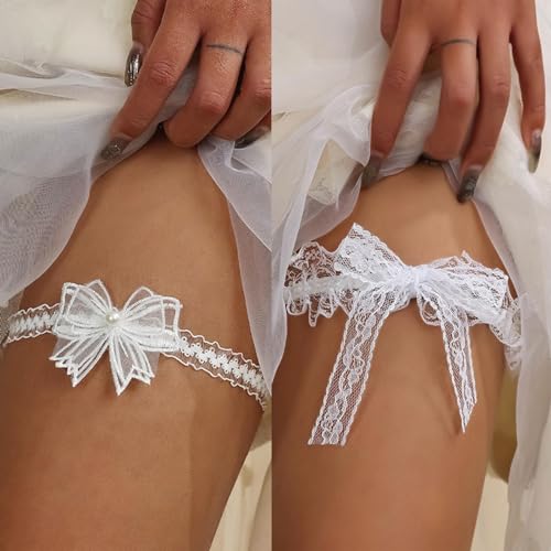 PIMXL 2 Pièces Jarretière de Mariage-Conception de Porte-Jarretelles Unique, Bande de Cuisse Confortable, Cadeau de Jarretière de Mariée, Jarretière en...