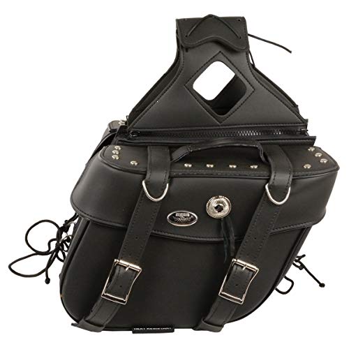 Image of Milwaukee Leather Studded Throw-Over Motorcycle Saddlebags - Synthetic Leather - Universal Fit - Zip-Off - Large