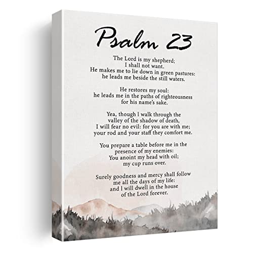 Bible Verse Psalm 23 the Lord is My Shepherd Canvas Wall Art Decor Positive Christian Poster Painting Framed Scripture Print Sign Picture for Home Office Decor 12 X 15 inch