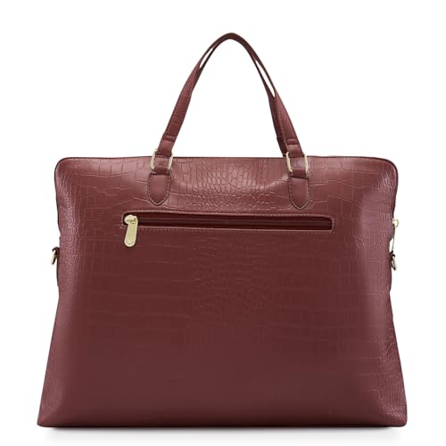 Image of Caprese Flix Medium 16 Inch Laptop Bag for Women | Stylish 9L Business Handbag with Smart Sleeve & Back Zipper Pocket | Adjustable & Detachable Strap for Office Use