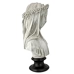 Design Toscano Veiled Maiden Indoor Bust Statue, 9 Inch Wide, 14 Inch Tall, Cast Stone Resin, Antiqued White Finish with a Black Painted Base - Image 5