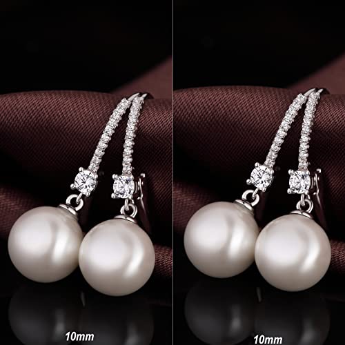 18k White Gold Plated Pearl and Diamond Earrings 925 Sterling Silver Pearl Earrings Fine Jewelry for Women4
