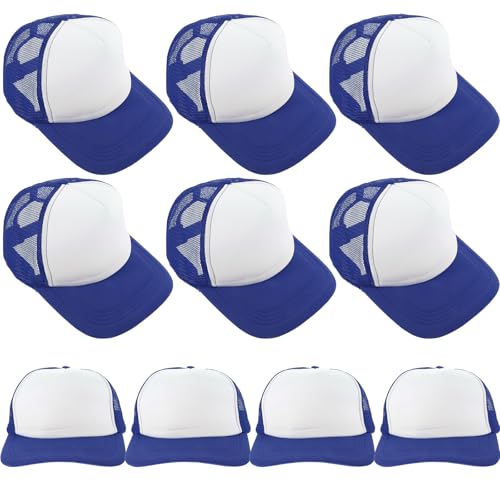 Casquettes de baseball respirantes bleu lot de 10 vierges réutilisables et personnalisables