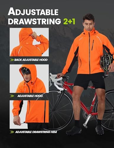 Nepest Cycling Rain Jacket Mens Waterproof Lightweight Packable Biking Windbreaker with Hood Raincoat for Running Hiking - Image 7