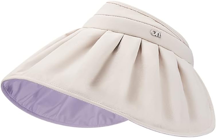 Sun Visor Hat for Women Wide Brim Foldable UPF 50+ UV Protection Beach Cap Roll Up Packable Ponytail Shell Hats SLH3M433