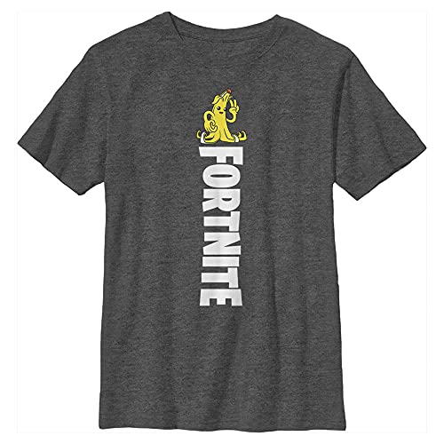 Fortnite Peely Peace Logo Camiseta, Gris Antracita Jaspeado, M para Niños