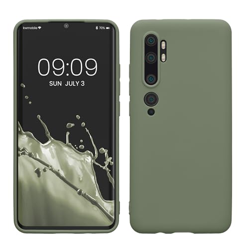 kwmobile Handyhülle kompatibel mit Xiaomi Mi Note 10 / Note 10 Pro Hülle - Handy Case aus weichem Silikon in Graugrün