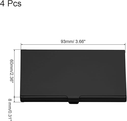 Miniatura 2 de PATIKIL Portatarjetas de visita, paquete de 4 tarjeteros de aluminio de metal profesional delgado para tarjetas de identificación, tarjetas de