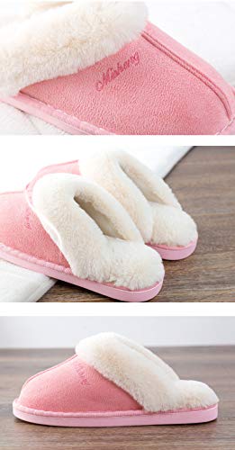 Rojeam Women's Cute Rabbit Plush Slippers Winter Warm Non Slip House Slipper2