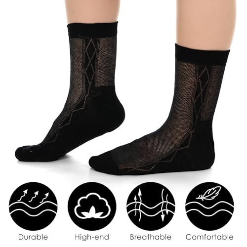 10 Pairs Mens Ultra Thin Cotton Dress Socks Breathable Summer Crew Business Socks Soft and Lightweight for Men4