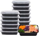 15 Pack 38 oz Plastic Meal Prep Containers with Lids, Leakproof Rectangular Food Storage Container Box for Restaurant, Kitchen, Takeout Food Service Disposables (Box - 38oz)