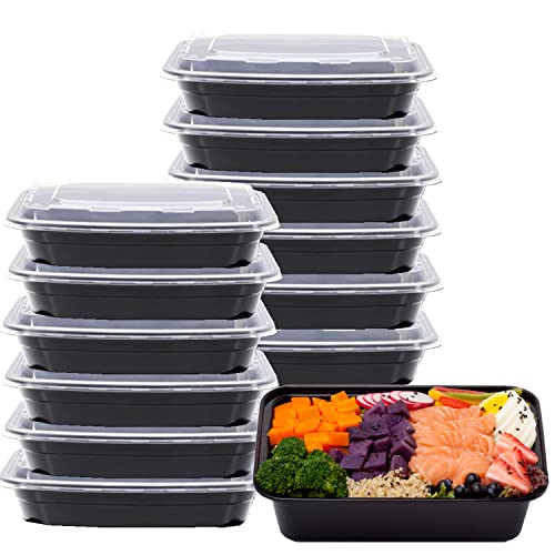 15 Pack 32 oz Plastic Meal Prep Containers with Lids, Leakproof R...