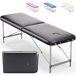 Beltom® Lettino da Massaggio 2 Zone in Alluminio 185X60 CM - Portatile PESA Solo 11 kg + Angoli ARROTONDATI E RINFORZATI - Fisioterapia Estetista Tattoo - Nero